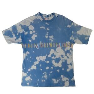 1980s Go Barefoot Blue Beach Dye Surf-Board Vintage Graphic Tee Large